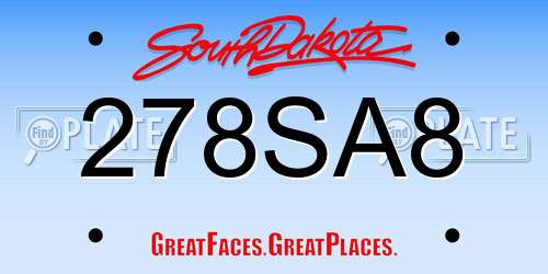 278SA8 South Dakota License Plate