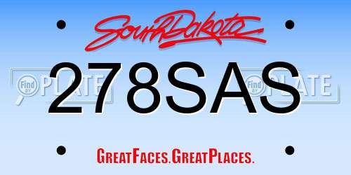 278SAS South Dakota License Plate