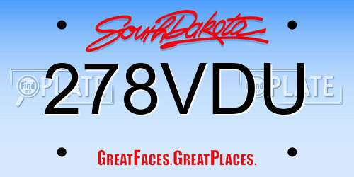 278VDU South Dakota License Plate
