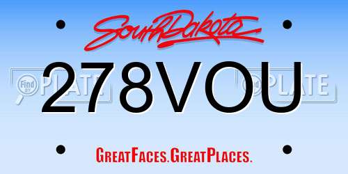 278VOU South Dakota License Plate