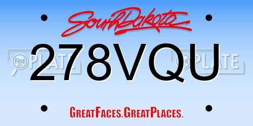 278VQU South Dakota License Plate