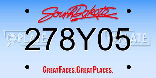278Y05 South Dakota License Plate