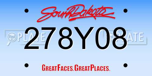 278Y08 South Dakota License Plate
