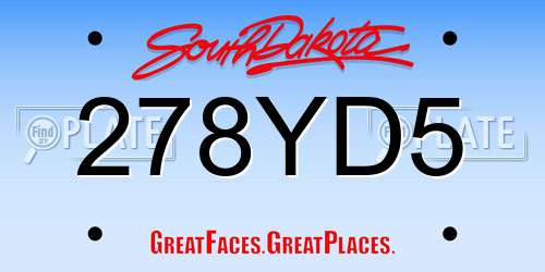 278YD5 South Dakota License Plate