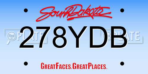 278YDB South Dakota License Plate