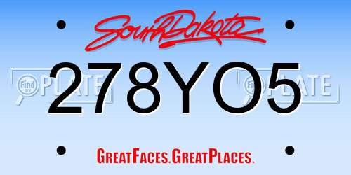 278YO5 South Dakota License Plate