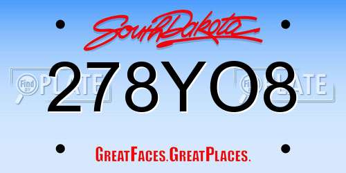 278YO8 South Dakota License Plate