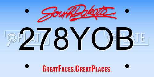 278YOB South Dakota License Plate
