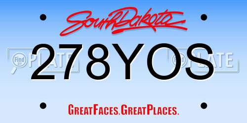 278YOS South Dakota License Plate