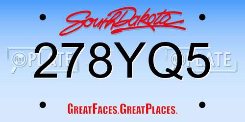 278YQ5 South Dakota License Plate