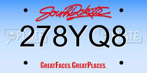 278YQ8 South Dakota License Plate
