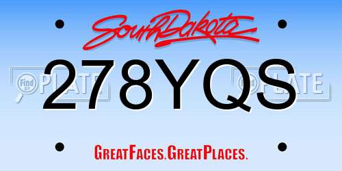278YQS South Dakota License Plate