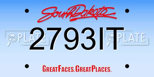 2793IT South Dakota License Plate