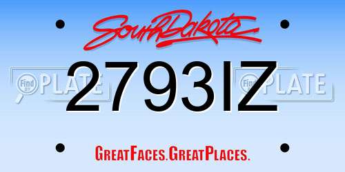 2793IZ South Dakota License Plate