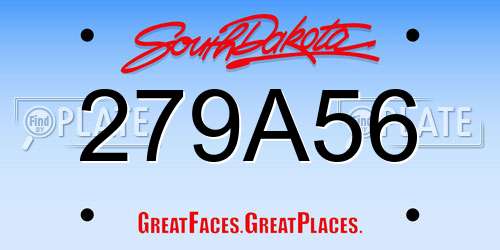 279A56 South Dakota License Plate