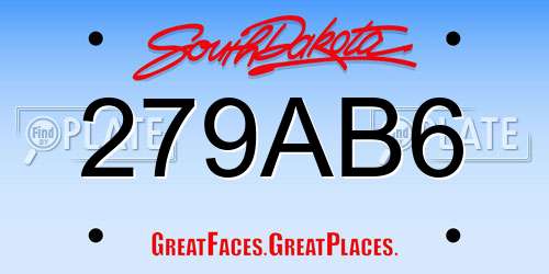 279AB6 South Dakota License Plate