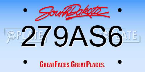 279AS6 South Dakota License Plate