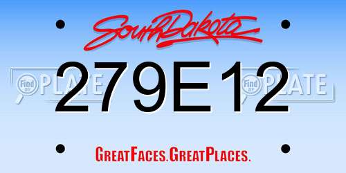 279E12 South Dakota License Plate