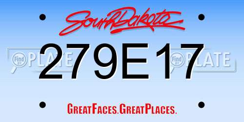 279E17 South Dakota License Plate