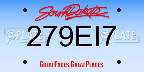 279EI7 South Dakota License Plate