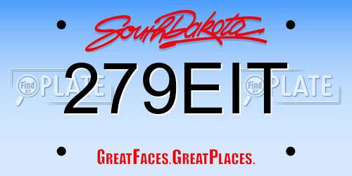 279EIT South Dakota License Plate