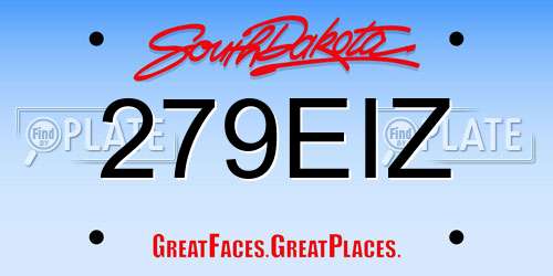 279EIZ South Dakota License Plate