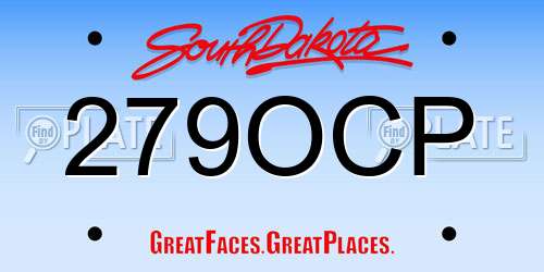 279OCP South Dakota License Plate