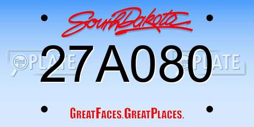 27A080 South Dakota License Plate