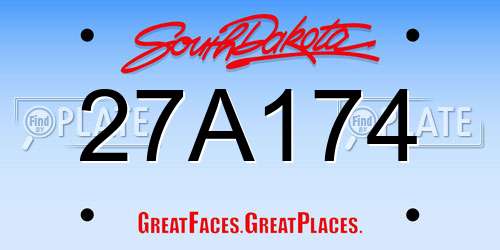 27A174 South Dakota License Plate