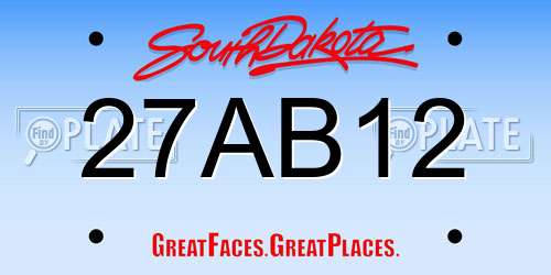 27AB12 South Dakota License Plate