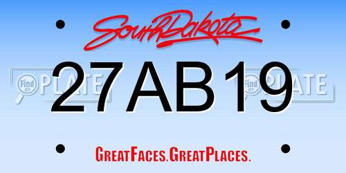 27AB19 South Dakota License Plate