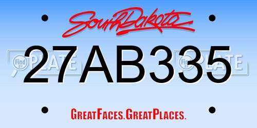 27AB335 South Dakota License Plate