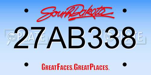 27AB338 South Dakota License Plate