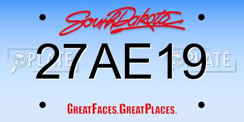27AE19 South Dakota License Plate