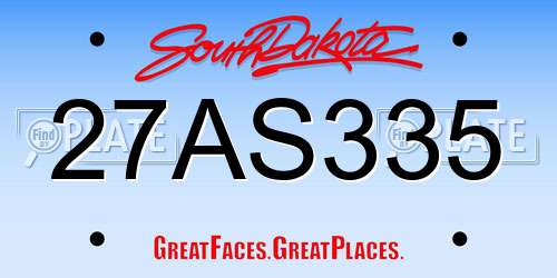 27AS335 South Dakota License Plate