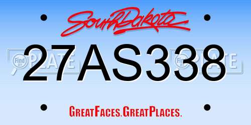 27AS338 South Dakota License Plate