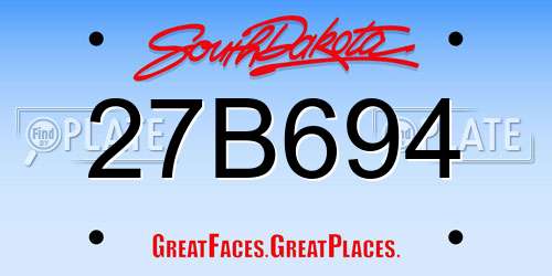 27B694 South Dakota License Plate