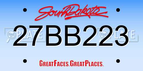 27BB223 South Dakota License Plate