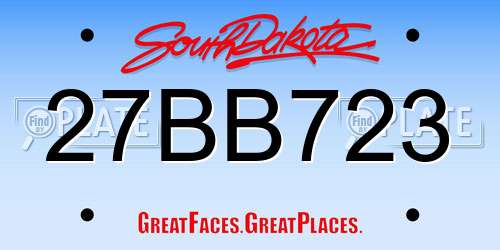 27BB723 South Dakota License Plate