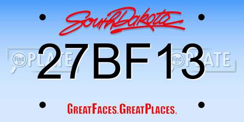 27BF13 South Dakota License Plate