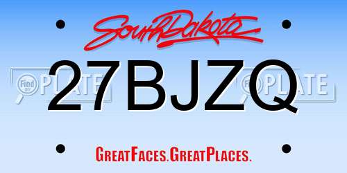 27BJZQ South Dakota License Plate