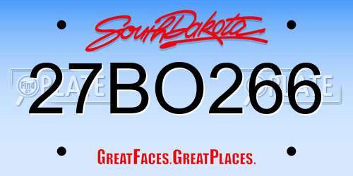 27BO266 South Dakota License Plate