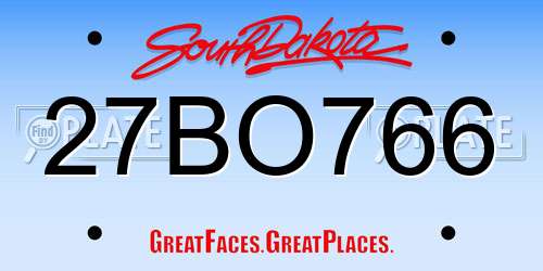 27BO766 South Dakota License Plate