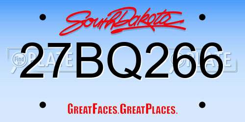 27BQ266 South Dakota License Plate