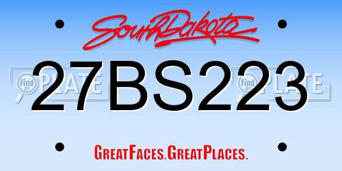 27BS223 South Dakota License Plate