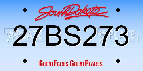 27BS273 South Dakota License Plate