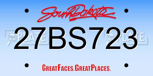 27BS723 South Dakota License Plate