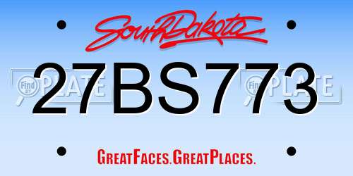 27BS773 South Dakota License Plate