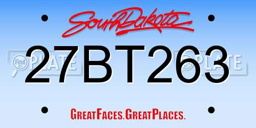 27BT263 South Dakota License Plate