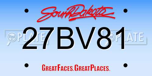 27BV81 South Dakota License Plate